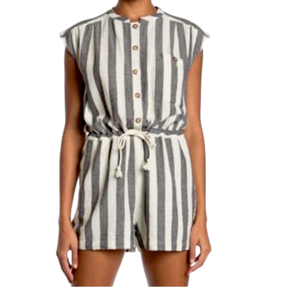 NSF Striped Tie Waist Romper